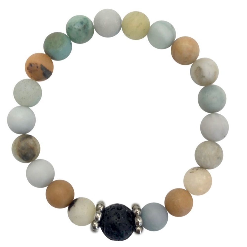 Neutral colored & amazonite stone bracelet .